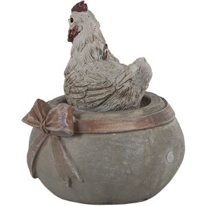 Clayre & Eef 6PR3562 Přívěsek šperk kuře bílý, hnědý, zelený 6x5x6 cm