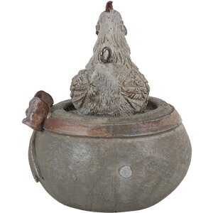 Clayre & Eef 6PR3562 Přívěsek šperk kuře bílý, hnědý, zelený 6x5x6 cm