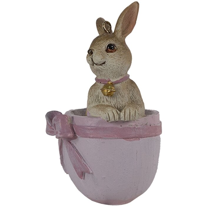 Clayre & Eef 6PR3565 Přívěsek šperk králík růžový 5x4x8 cm