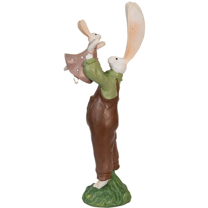 Clayre & Eef 6PR3566 Dekorativní králík zelená, růžová 10x7x25 cm