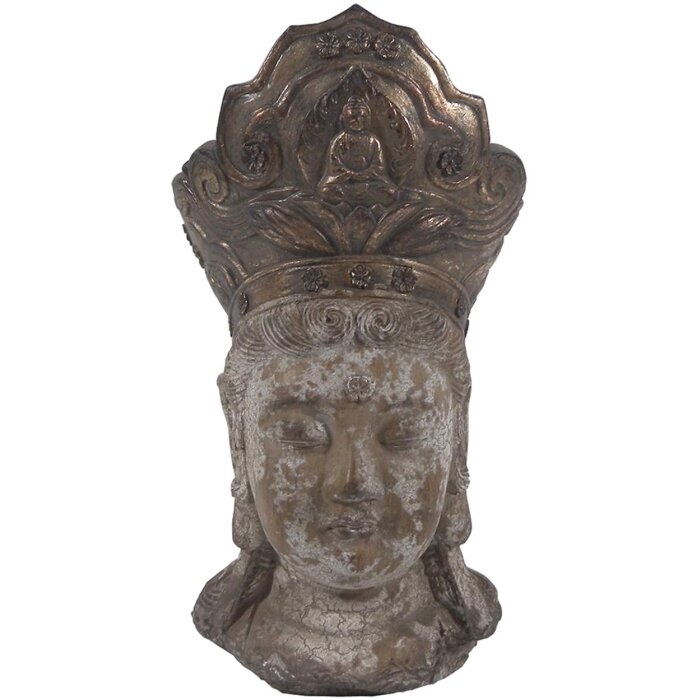 Clayre & Eef 6PR3621 Dekorativní Buddha hnědý, bílý 12x9x22 cm