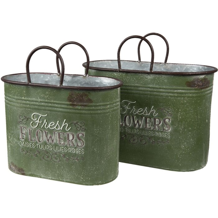 Clayre & Eef 6Y4773 Květináč do interiéru zelený, hnědý 36x18x25 - 30x15x23 cm