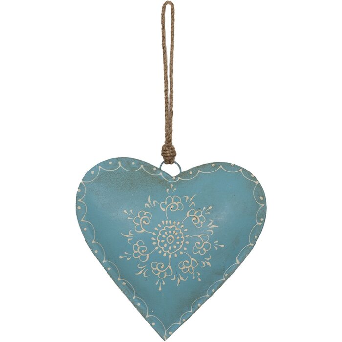Clayre & Eef 6Y4815L Přívěsek šperk srdce modrý 20x1x20 cm