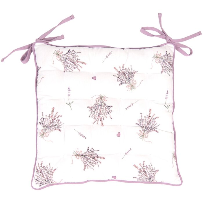 Clayre & Eef LAG29 Pěnový polštář na židli 40x40 cm Fialová Bílá Levandule