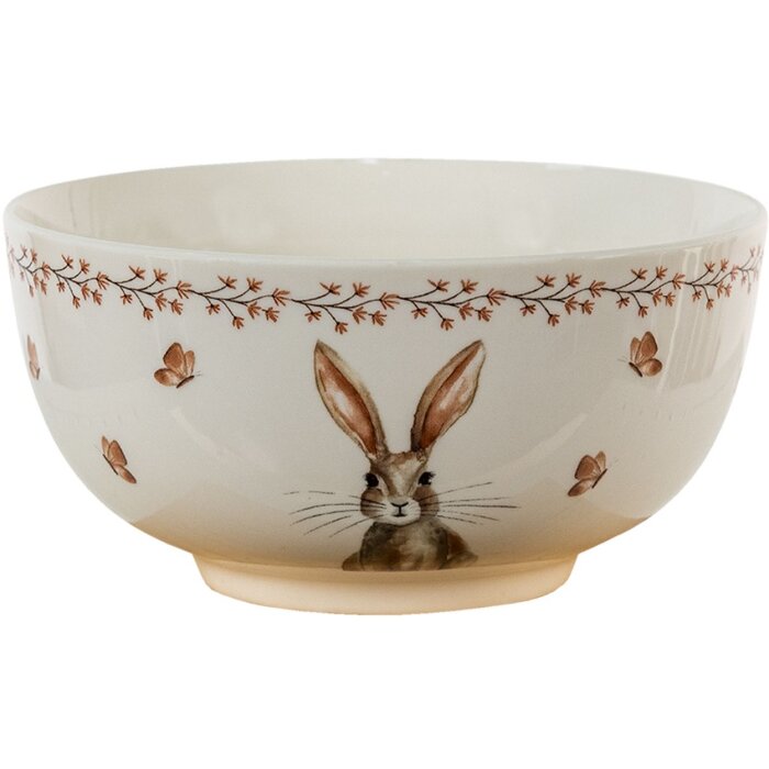Clayre & Eef REBBO Polévková mísa béžová, hnědá Ø 14x7 cm / 0,5 l