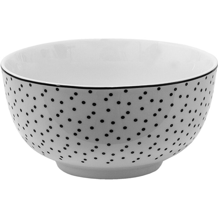 Clayre & Eef SDBO Polévková mísa bílá, černá Ø 14 cm