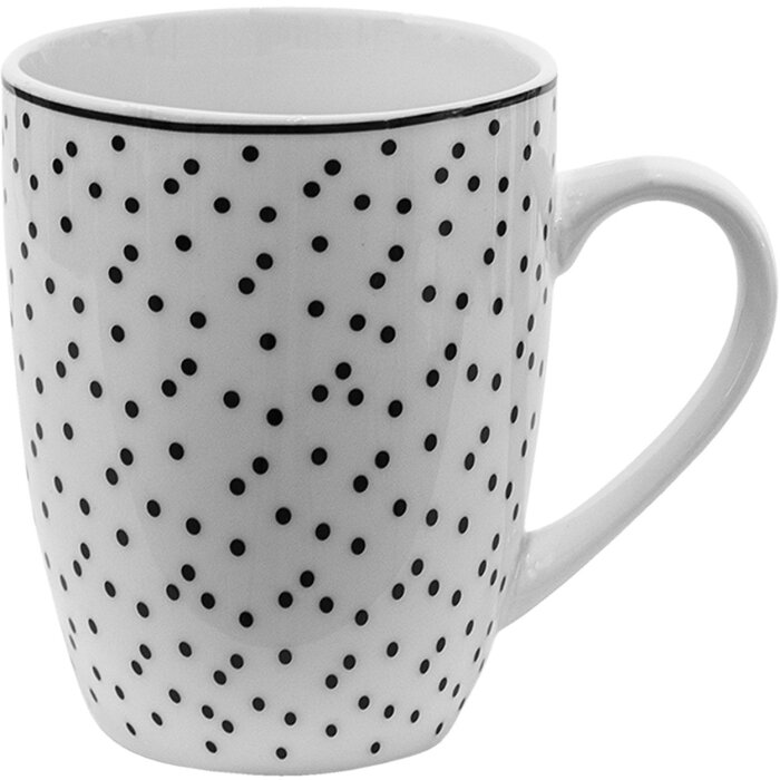 Clayre & Eef SDMU Hrnek bílý, černý 350 ml
