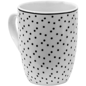 Clayre & Eef SDMU Hrnek bílý, černý 350 ml