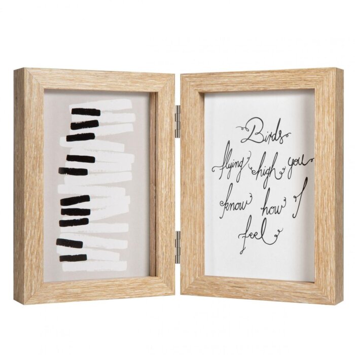 Henzo dřevěný dvojrám Piano 2 fotografie 13x18 cm béžový