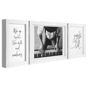 Henzo dřevěný dvojitý rám Piano 3 fotografie 10x15 cm a 15x20 cm bílá