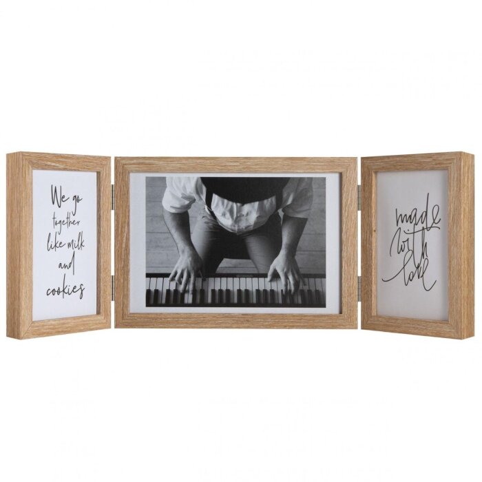 Henzo dřevěný dvojrám Piano 3 fotografie 10x15 cm a 15x20 cm béžová