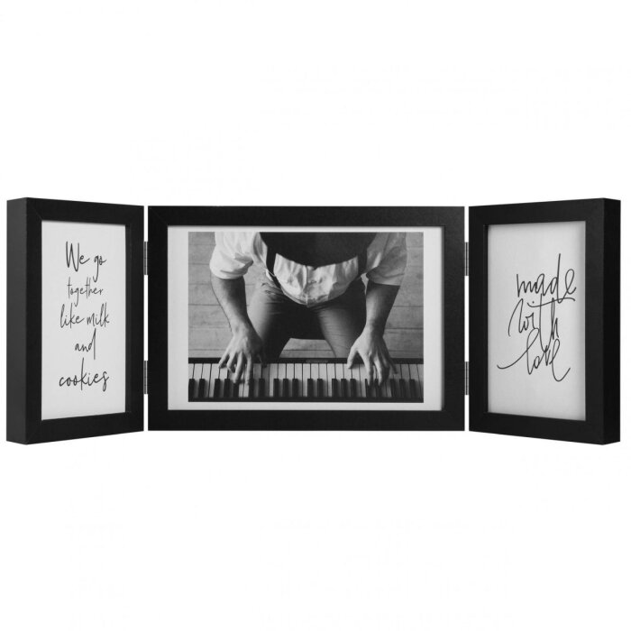 Henzo dřevěný dvojitý rám Piano 3 fotografie 10x15 cm a 15x20 cm černá