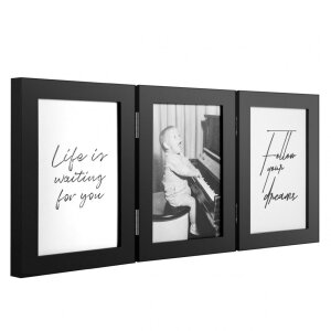 Henzo dřevěný dvojitý rám Piano 3 fotografie 10x15 cm černá