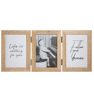 Henzo dřevěný dvojrám Piano 3 fotografie 13x18 cm béžový