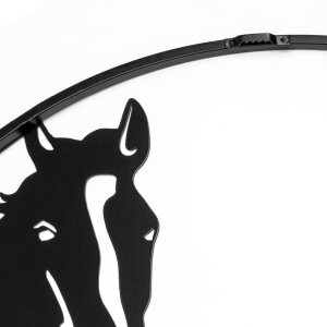 ZEP kovová dekorace na zeď HORSES 60 cm kulatá černá