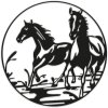 ZEP kovová dekorace na zeď HORSES 60 cm kulatá černá