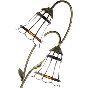 Clayre & Eef 5LL-6253 Stolní lampa Tiffany 35x18x61 cm E14-max 2x25W Hnědá - Bílá