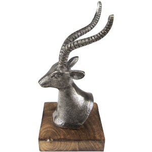 Clayre & Eef 65143 Dekorace Soška jelena 10x8x18 cm Stříbrná barva