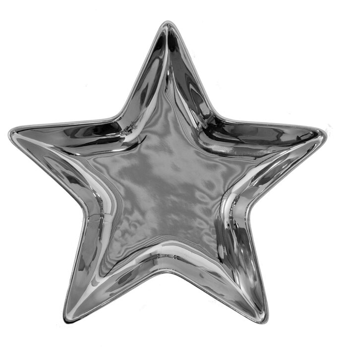 Clayre & Eef 6CE1465 Mísa 20x19x2 cm Dekorativní mísa stříbrné barvy Hvězda