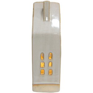 Clayre & Eef 6CE1504 Dekorace domeček s LED diodami 8x5x18 cm béžová