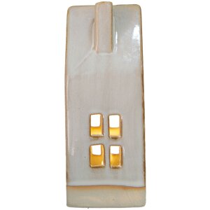 Clayre & Eef 6CE1505 Dekorace domeček s LED 7x6x15 cm béžová