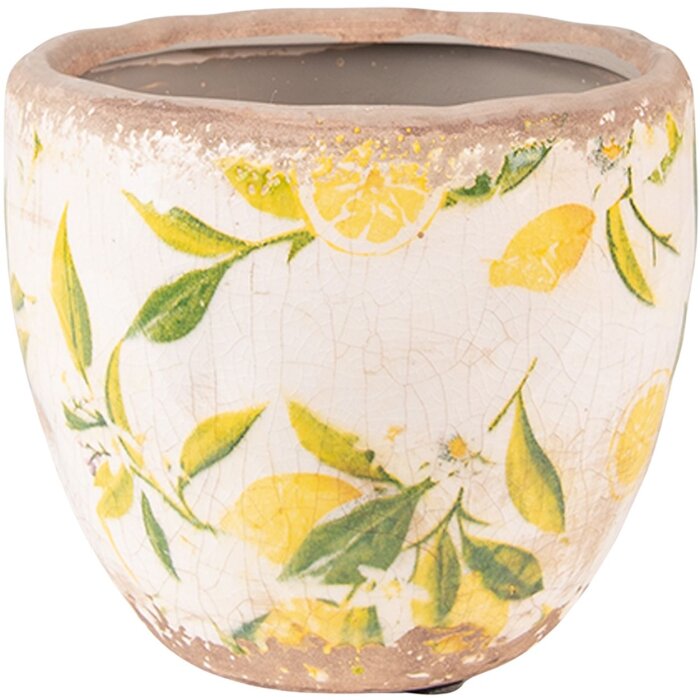 Clayre & Eef 6CE1529XS Dekorace Květináč Ø 12x11 cm Žlutý