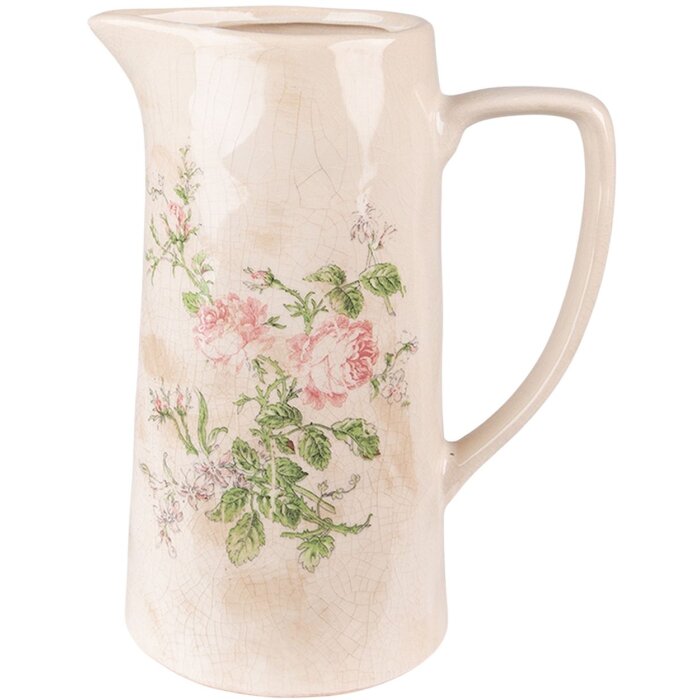 Clayre & Eef 6CE1543L Dekorativní džbán 21x15x25 cm růžový - béžový