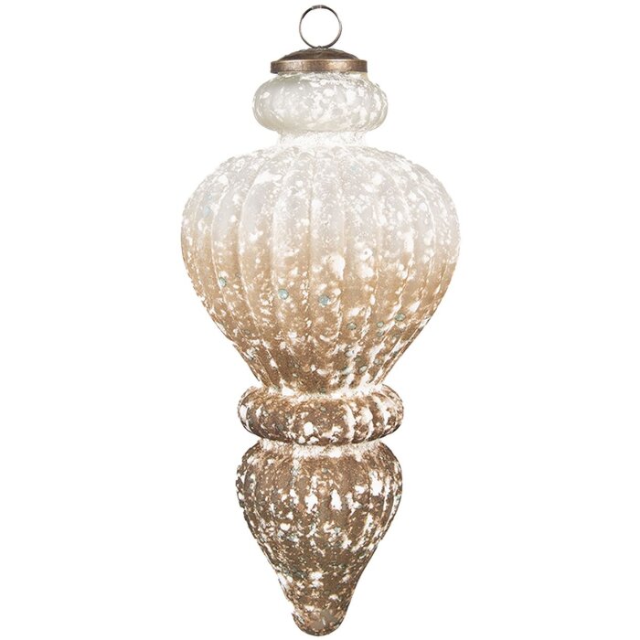 Clayre & Eef 6GL3773 Vánoční ozdoby Ø 12x25 cm Hnědá - Bílá vánoční ozdoba XL