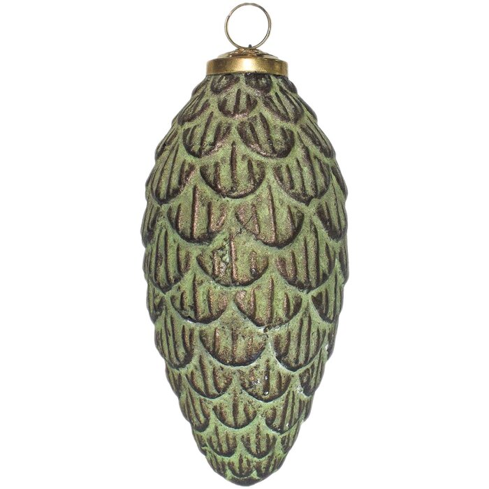 Clayre & Eef 6GL3790 Vánoční ozdoby Ø 7x15 cm Zelená - hnědá Vánoční ozdoby