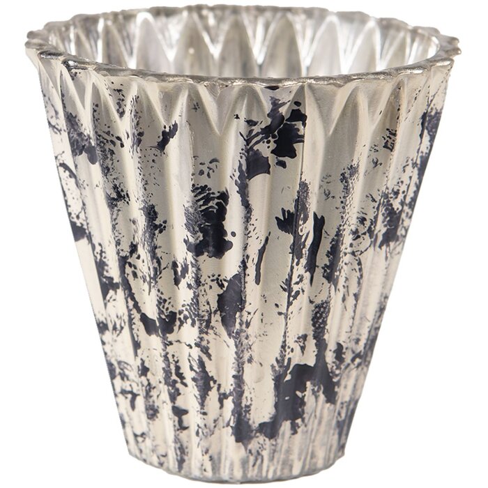Clayre & Eef 6GL3805 Svícen Ø 10x10 cm Šedý - Béžový Svícen