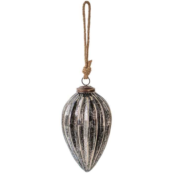 Clayre & Eef 6GL3921 Vánoční ozdoby na stromeček Ø 9x17 cm Černá - stříbrná barva