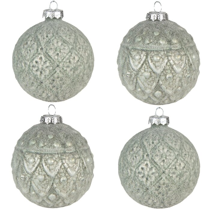 Clayre & Eef 6GL4139 Vánoční ozdoby na stromeček Ø 8x8 cm (sada 4 kusů) Zelená barva