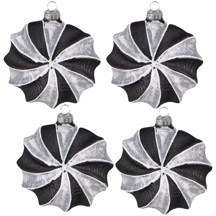 Clayre & Eef 6GL4161 Vánoční ozdoby na stromeček 10x3x10 cm (sada 4 ks) Černá - šedá