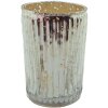 Clayre & Eef 6GL4215ZI Svícen Ø 6x9 cm Skleněný svícen stříbrné barvy