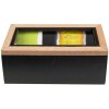 Clayre & Eef 6H2235 Čajová dóza (2 přihrádky) 18x9x7 cm Černá - Hnědá dóza na čaj