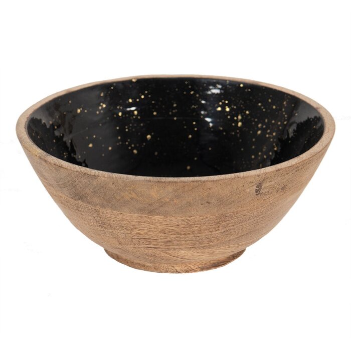 Clayre & Eef 6H2248 Dekorativní mísa Ø 25x10 cm Černá - hnědá dřevěná dekorativní mísa