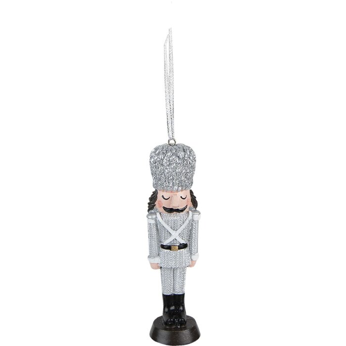 Clayre & Eef 6PR3680 Dekorace Přívěsek Louskáček 4x3x13 cm Stříbrná barva