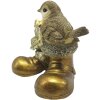Clayre & Eef 6PR4865 Dekorace Pták 10x7x9 cm Zlatá barva