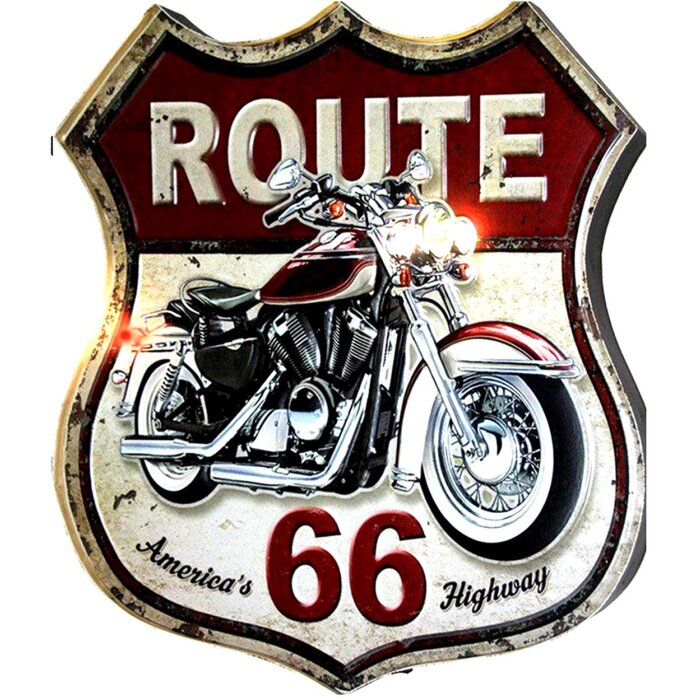 Clayre & Eef 6Y5002 Textová cedule 30x1x35 cm Route 66