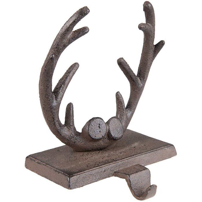 Clayre & Eef 6Y5300 Držák na vánoční punčochu paroží 13x12x18 cm hnědý
