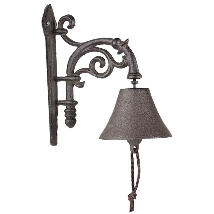 Clayre & Eef 6Y5304 Zvonek 10x18x19 cm Hnědý litinový zvonek