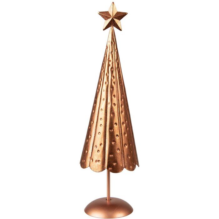 Clayre & Eef 6Y5373 Dekorace vánoční stromek Ø 11x38 cm měděná barva