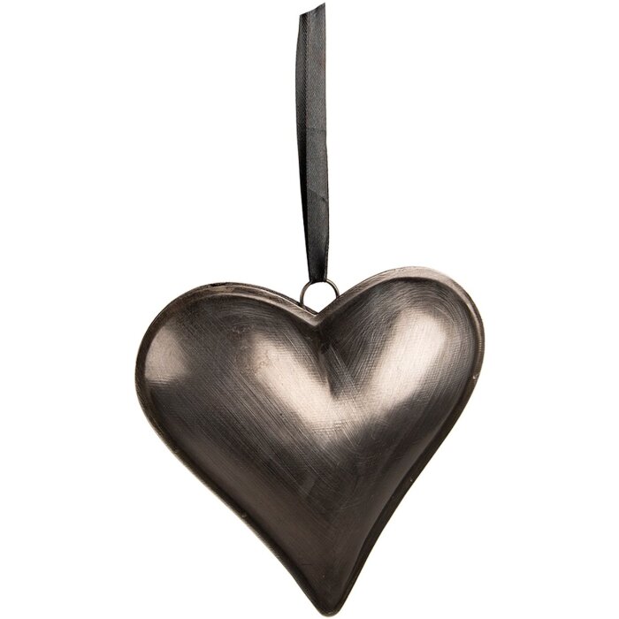 Clayre & Eef 6Y5386M Dekorace přívěsek srdce 16x3x16 cm šedá
