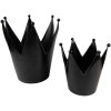 Clayre & Eef 6Y5397S Stojánek na čajovou svíčku Crown Ø 13x14 cm černý