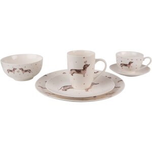 Clayre & Eef DHLMU Hrnek 12x8x10 cm - 300 ml Béžová - Hnědá