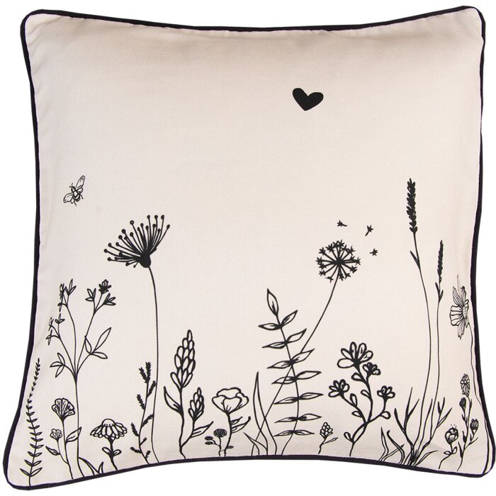 Clayre & Eef FAF21 Povlak na polštář 40x40 cm béžový - černý