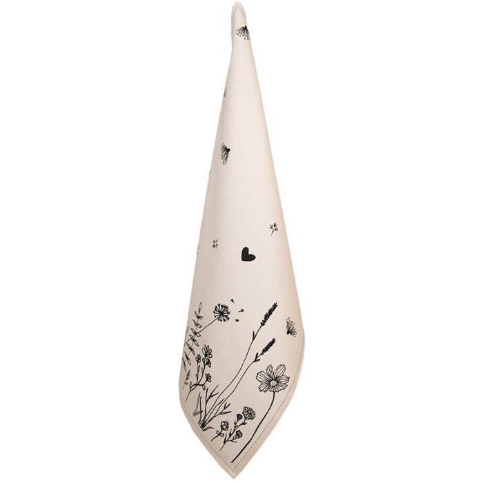 Clayre & Eef FAF42-1 Kuchyňská utěrka 50x70 cm béžová - černá