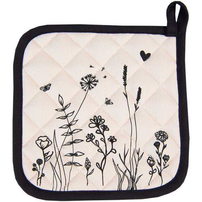 Clayre & Eef FAF45 Chňapka 20x20 cm béžová - černá