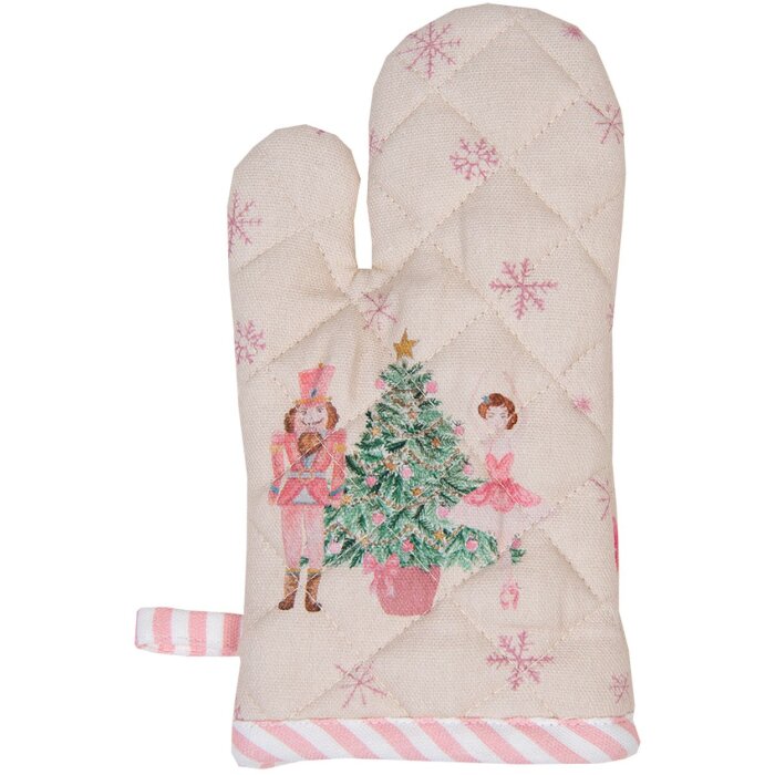 Clayre & Eef PNC44K Dětská chňapka do trouby 12x21 cm béžová - růžová