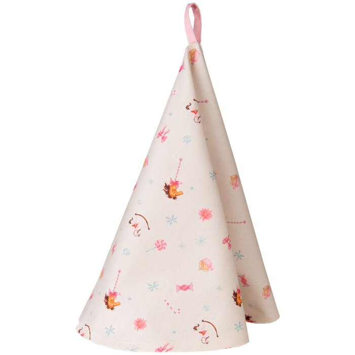 Clayre & Eef PNC48 Kuchyňská utěrka Ø 80 cm béžová - růžová